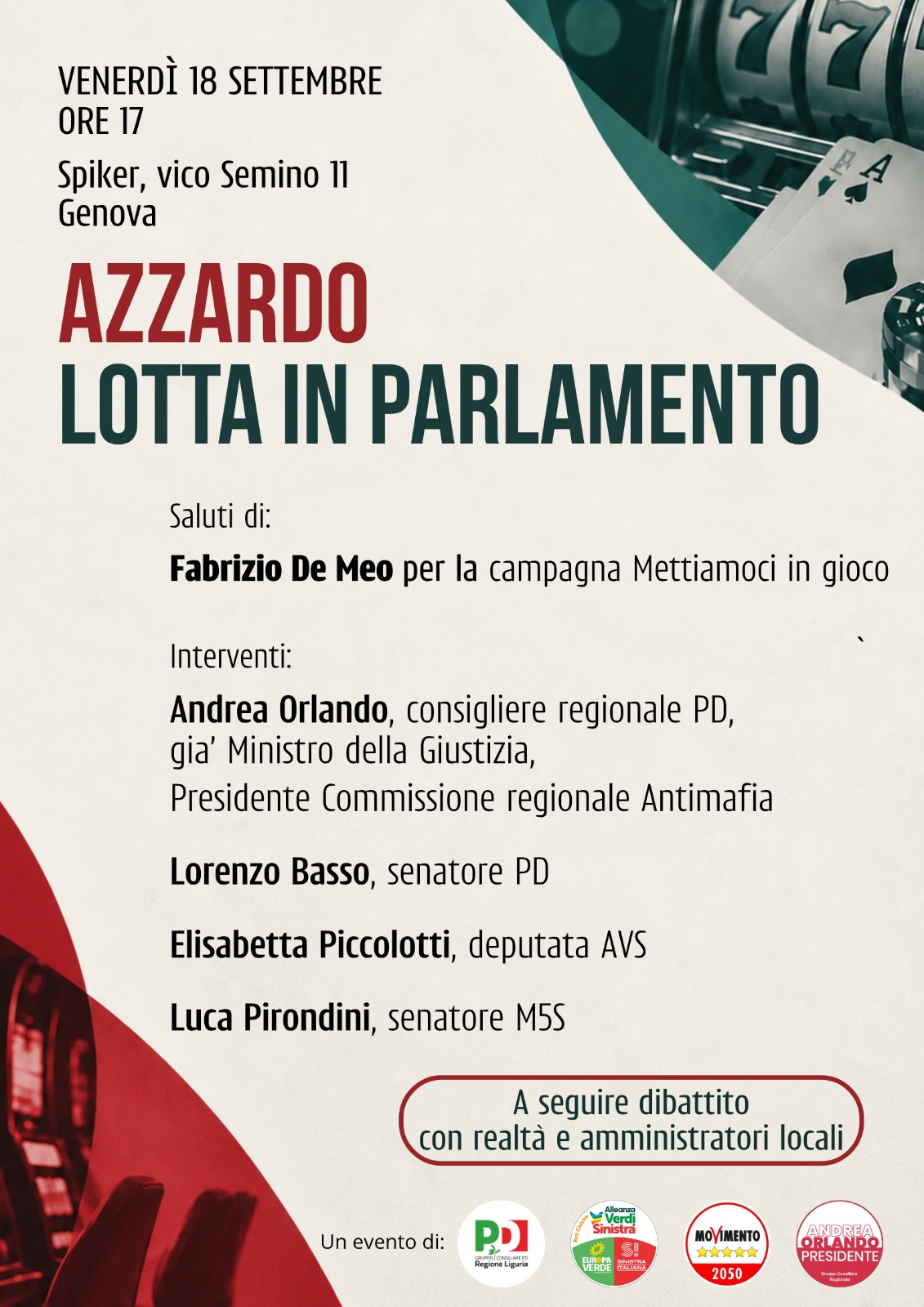 Azzardo. Lotta in Parlamento.